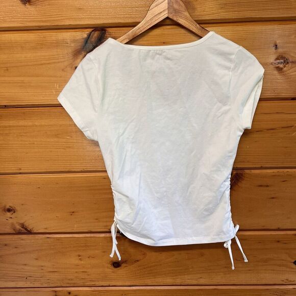 Hurley Junior White Scrunched Short Sleeve Shirt - Sz M - Picture 5 of 5